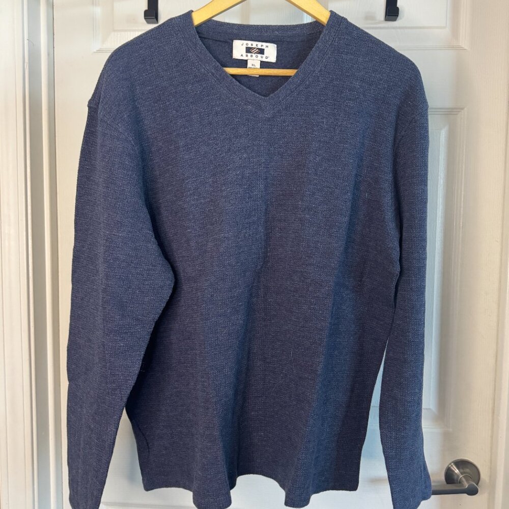 Joseph Abboud Waffle Knit Cotton Sweater – Midnight Navy (XL) - Picture 2 of 4